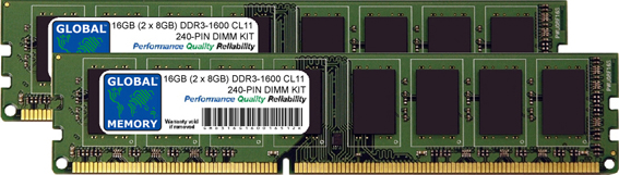 16GB (2 x 8GB) DDR3 1600MHz PC3-12800 240-PIN DIMM MEMORY RAM KIT FOR HEWLETT-PACKARD DESKTOPS